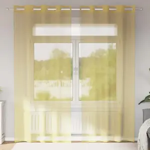 vidaXL Rideaux en voile avec oeillets 2 pcs jaune pas cher