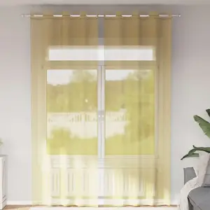 vidaXL Rideaux en voile avec oeillets 2 pcs jaune pas cher