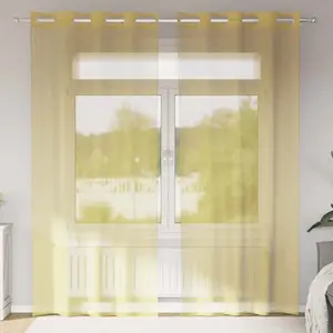 vidaXL Rideaux en voile avec oeillets 2 pcs jaune pas cher