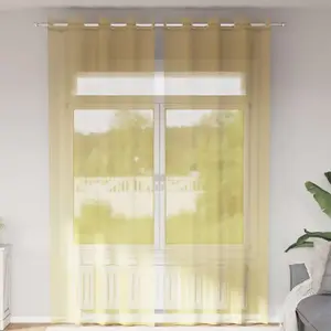 vidaXL Rideaux en voile avec oeillets 2 pcs jaune pas cher