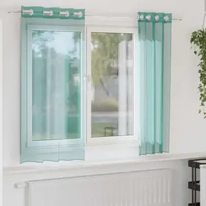 vidaXL Rideaux en voile avec oeillets 2 pcs turquoise pas cher