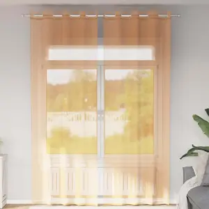 vidaXL Rideaux en voile avec oeillets 2 pcs orange 140x260 cm pas cher