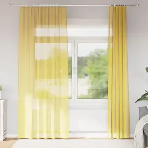vidaXL Rideaux en voile avec boucles 2 pcs jaune 140x245 cm pas cher
