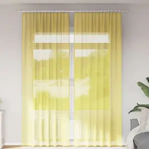 Comparateur de prix : vidaXL Rideaux en voile avec boucles 2 pcs jaune 140x260 cm
