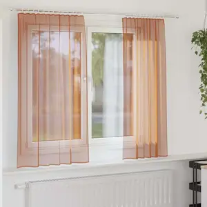 vidaXL Rideaux en voile avec boucles 2 pcs terre cuite 140x140 cm pas cher
