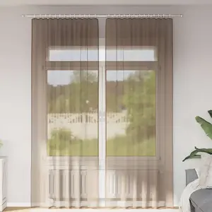 vidaXL Rideaux en voile avec boucles 2 pcs marron clair 140x260 cm