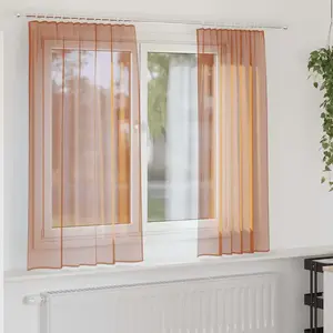 vidaXL Rideaux en voile avec boucles 2 pcs terre cuite 140x175 cm pas cher