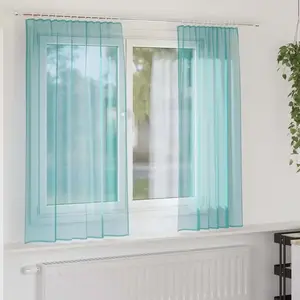 Comparateur de prix : vidaXL Rideaux en voile avec boucles 2 pcs turquoise 140x175 cm