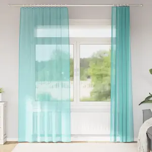 vidaXL Rideaux en voile avec boucles 2 pcs turquoise 140x225 cm pas cher