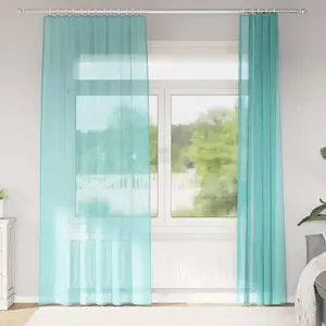 vidaXL Rideaux en voile avec boucles 2 pcs turquoise 140x245 cm pas cher