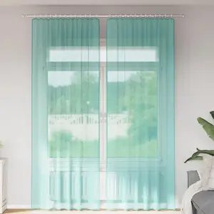 Comparateur de prix : vidaXL Rideaux en voile avec boucles 2 pcs turquoise 140x260 cm
