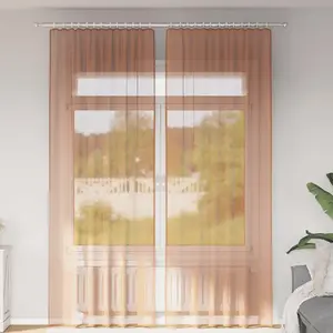 vidaXL Rideaux en voile avec boucles 2 pcs terre cuite 140x260 cm pas cher