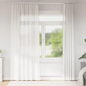 vidaXL Rideaux en voile avec boucles 2 pcs blanc 140x225 cm pas cher