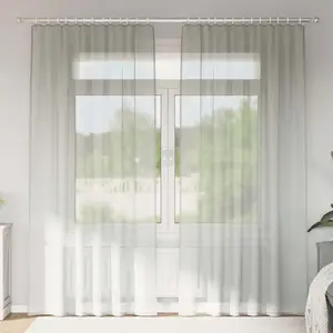 vidaXL Rideaux en voile avec boucles 2 pcs gris clair 140x245 cm pas cher