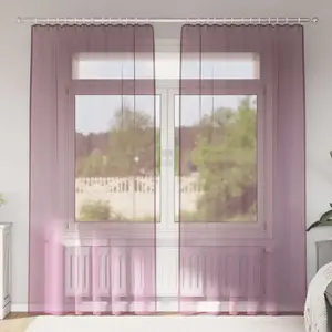 vidaXL Rideaux en voile avec boucles 2 pcs violet 140x245 cm pas cher