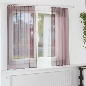 vidaXL Rideaux en voile avec boucles 2 pcs violet 140x175 cm pas cher