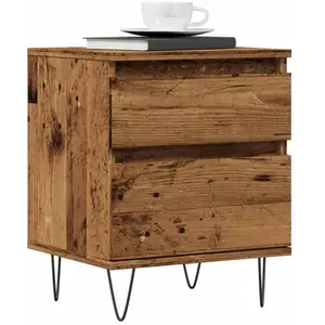 vidaXL Table de chevet vieux bois 40x35x50 cm bois d’ingénierie pas cher