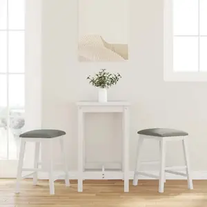 vidaXL Chaises de bar avec coussins 2 pcs blanc bois massif d'hévéa pas cher