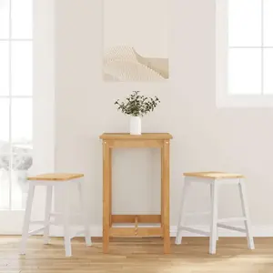 vidaXL Chaises de bar 2 pcs blanc bois massif d'hévéa pas cher