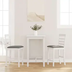 vidaXL Tabourets de bar avec coussins 2 pcs blanc bois massif d'hévéa pas cher