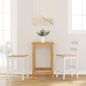 vidaXL Tabourets de bar 2 pcs blanc bois massif d'hévéa pas cher