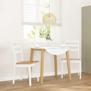 vidaXL Chaises à manger 2 pcs blanc bois massif caoutchouc pas cher
