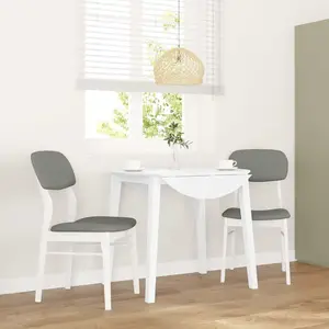 vidaXL Chaises à manger coussins 2 pcs blanc bois massif caoutchouc pas cher