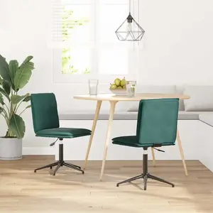 vidaXL Chaises à manger lot de 2 Vert foncé Velours pas cher