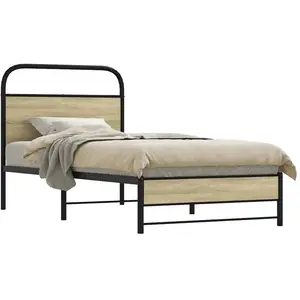 vidaXL Cadre de lit sans matelas 75x190cm chêne sonoma bois ingénierie pas cher