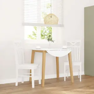 vidaXL Chaises à manger 2 pcs blanc bois massif caoutchouc pas cher
