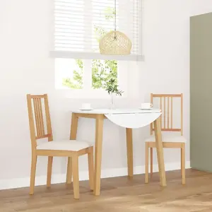 vidaXL Chaises à manger coussins 2 pcs naturel bois massif caoutchouc pas cher