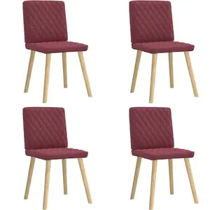 vidaXL Chaises à manger lot de 4 rouge bordeaux tissu pas cher