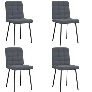 vidaXL Chaises à manger lot de 4 Gris foncé Velours pas cher