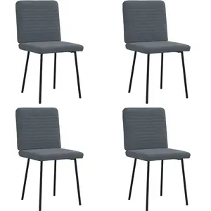 vidaXL Chaises à manger lot de 4 Gris foncé Velours pas cher