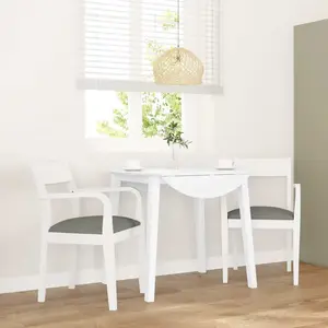 vidaXL Chaises à manger coussins 2 pcs blanc bois massif caoutchouc pas cher
