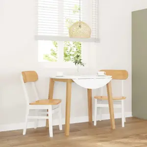 vidaXL Chaises à manger 2 pcs blanc bois massif caoutchouc pas cher