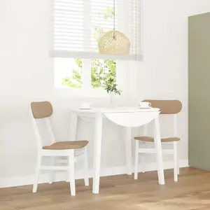 vidaXL Chaises à manger coussins 2 pcs blanc bois massif caoutchouc pas cher