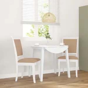 vidaXL Chaises à manger coussins 2 pcs blanc bois massif caoutchouc pas cher