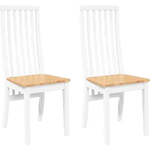 vidaXL Vidaxl Chaises À Manger 2 Pcs Blanc Bois Massif Caoutchouc pas cher