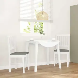 vidaXL Chaises à manger coussins 2 pcs blanc bois massif caoutchouc pas cher