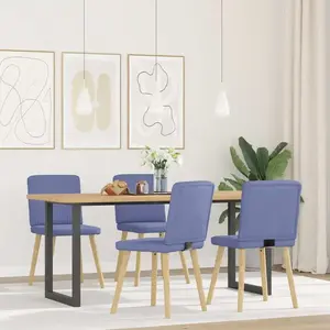 vidaXL Chaises à manger lot de 4 bleu jean tissu pas cher
