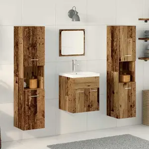 Comparateur de prix : vidaXL Ensemble de mobilier de salle de bain 4 pcs Bois Ancien