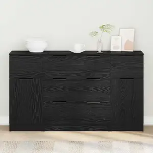 vidaXL Buffet 3 pcs Chêne noir 121 x 30 x 70 cm Bois d'ingénierie pas cher