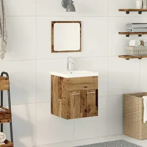 vidaXL Ensemble de mobilier de salle de bain 3 pcs Bois Ancien pas cher