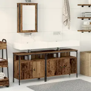 vidaXL Vidaxl Meuble Sous Lavabo Avec Lavabo Intégré En Bois Vieilli pas cher