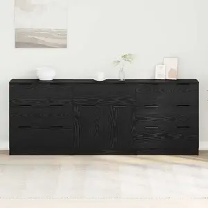 vidaXL Buffet 3 pcs Chêne noir 60 x 30 x 70 cm Bois d'ingénierie pas cher