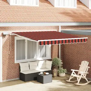 vidaXL Store rétractable manuel avec LED Orange et marron 300x250 cm pas cher