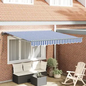 vidaXL Auvent Rétractable Bleu et Blanc 300x250 cm pas cher