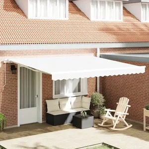 vidaXL Auvent Rétractable Blanc 400 × 300 cm Polyester et Aluminium pas cher