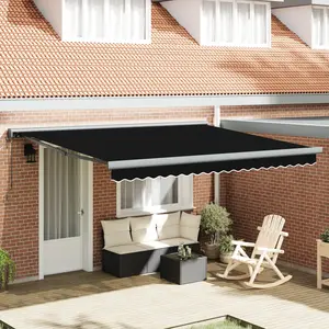 vidaXL Auvent rétractable automatique noir 400x300 cm pas cher